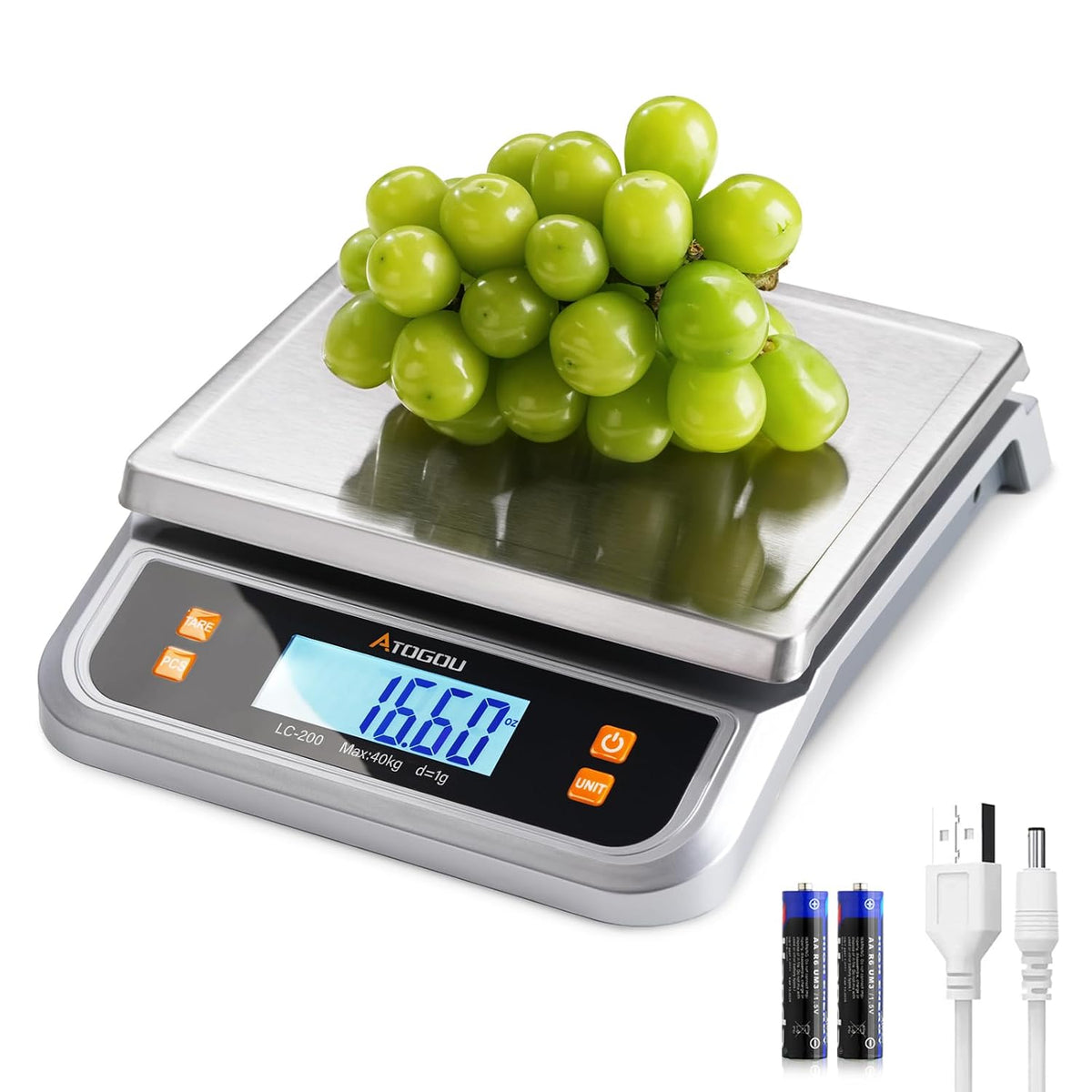 88lb Food Scale, Commercial Kitchen Scale Plug-in Usable
