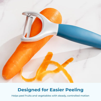 Garlic Press, Stainless Steel Garlic Mincer with Premium Zinc Alloy Construction, Easy-Squeeze Ergonomic TPE Non-Slip Grip Handles, Reverse Cleaning Bumps and Dishwasher Safe Design, Blue