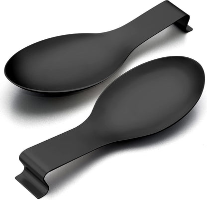 Spoon Rest Set of 2, Stainless Steel Spoon Ladle Holder Spatula Rest for Kitchen Stove Top, Large Size & Dishwasher Safe