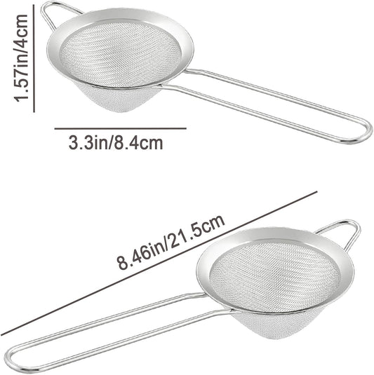 18 PCS Tea Strainers Cocktail Strainer Stainless Steel Fine Mesh Small Strainer, 3.3''Mini Tea Strainer with Long Handle for Cocktails Tea Herbs&Drinks,Conical Tea Filter Bar Colander Food Loose Tool