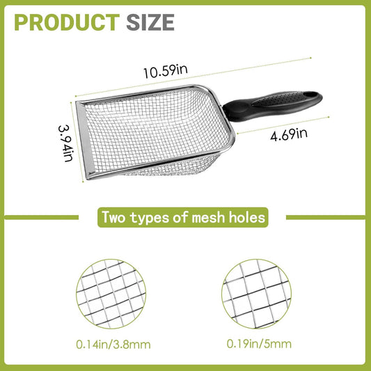2 Pcs Gardening Soil Sifter, Handheld Shovel, Garden Sieve with Handle | 3.8mm and 5mm Mesh, Portable, For Sand Soil Dirt Compost, 2 Set