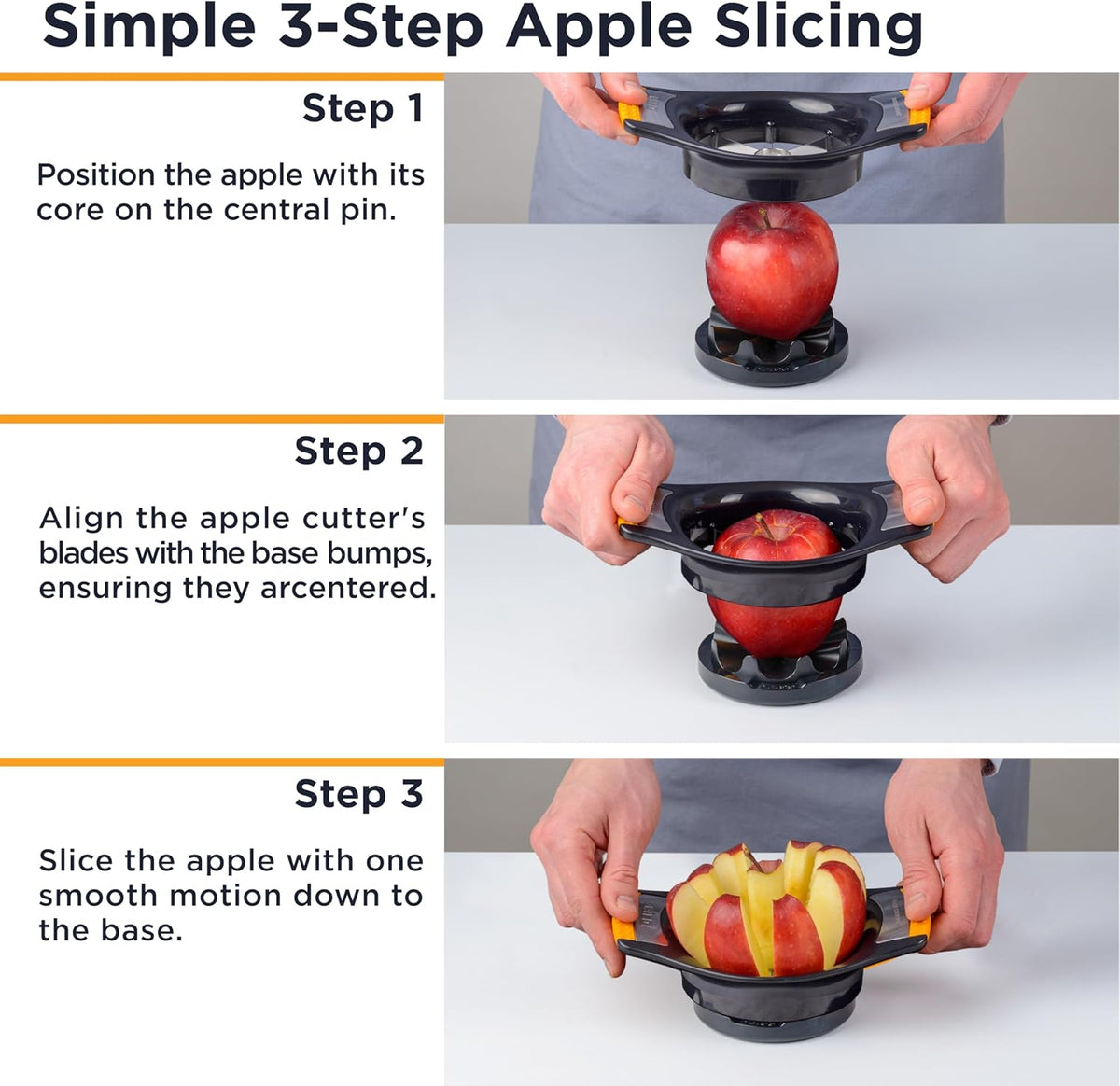 Deiss LUX 4.25 Inch Apple Slicer and Corer with Cutting Base, Stainless Steel 8-Slice Apple Cutter, Dishwasher Safe Apple Cutter Slicer, Large Apple Slicer - Perfect for Apple Slices & Sliced Apples