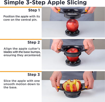 Deiss LUX 4.25 Inch Apple Slicer and Corer with Cutting Base, Stainless Steel 8-Slice Apple Cutter, Dishwasher Safe Apple Cutter Slicer, Large Apple Slicer - Perfect for Apple Slices & Sliced Apples