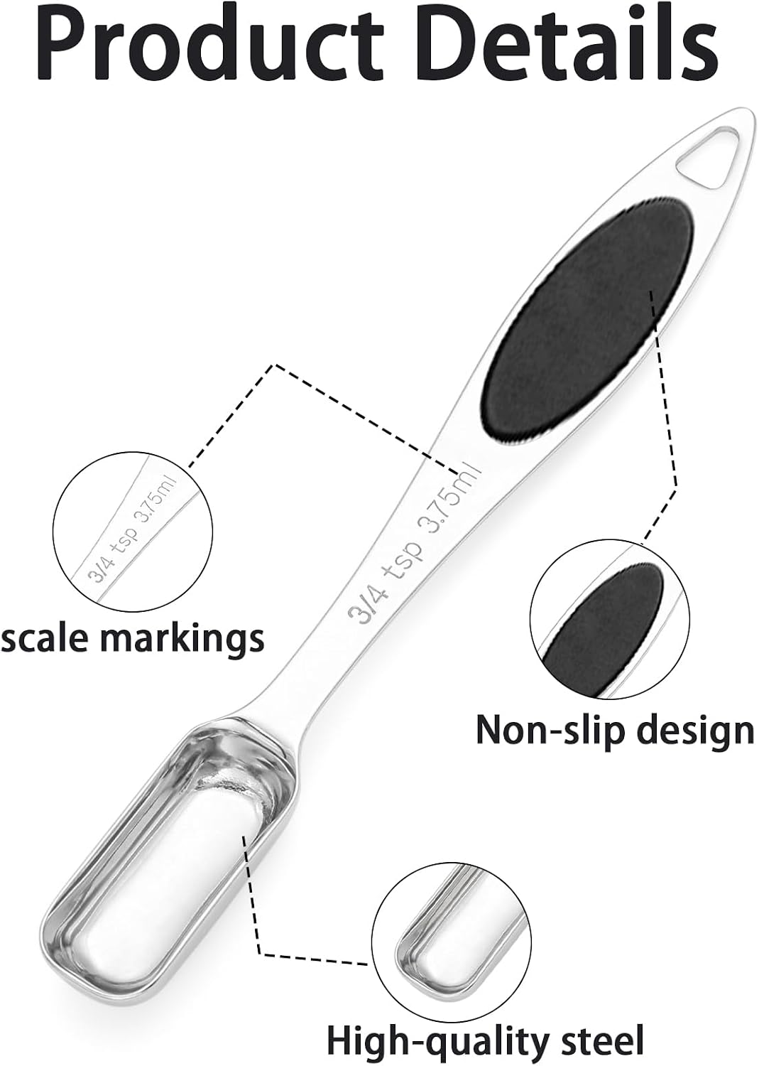 Magnetic Measuring Spoons Set of 11 with Leveler, Measuring Spoons Stainless Steel Rectangular Metal Teaspoon for Dry & Liquid Ingredients (Black)
