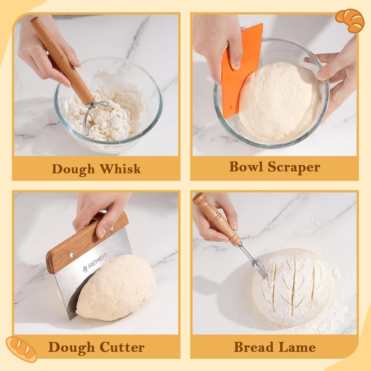 Sourdough Starter Kit with Banneton Bread Proofing Basket Set, 9" Round & 10" Oval Proofing Basket, Sourdough Bread Baking Supplies with Starter Jar, Bread Lame, Dough Whisk and Baking Tools