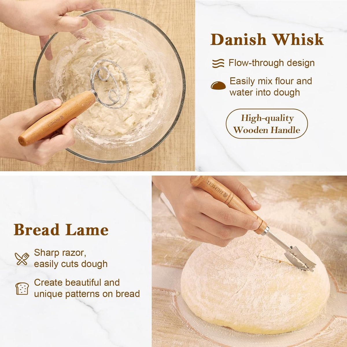 Sourdough Starter Kit with Banneton Bread Proofing Basket Set, 9" Round & 10" Oval Proofing Basket, Sourdough Bread Baking Supplies with Starter Jar, Bread Lame, Dough Whisk and Baking Tools