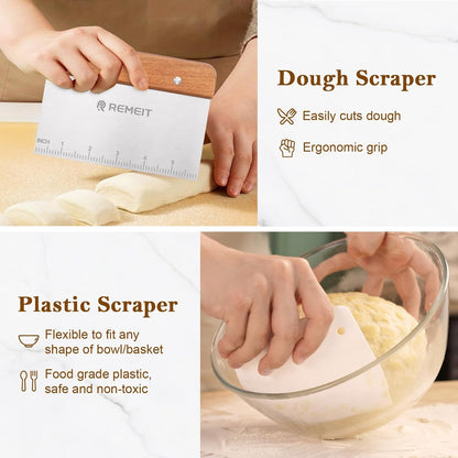 Sourdough Starter Kit with Banneton Bread Proofing Basket Set, 9" Round & 10" Oval Proofing Basket, Sourdough Bread Baking Supplies with Starter Jar, Bread Lame, Dough Whisk and Baking Tools