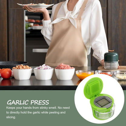 Garlic Press Chopper Stainless Steel Garlic Clove Crusher Hand Press Slicer for Easy Peeling and Mincing Compact Kitchen Utensil with Portable 2.95 X 2.95 X 2.55 in Design