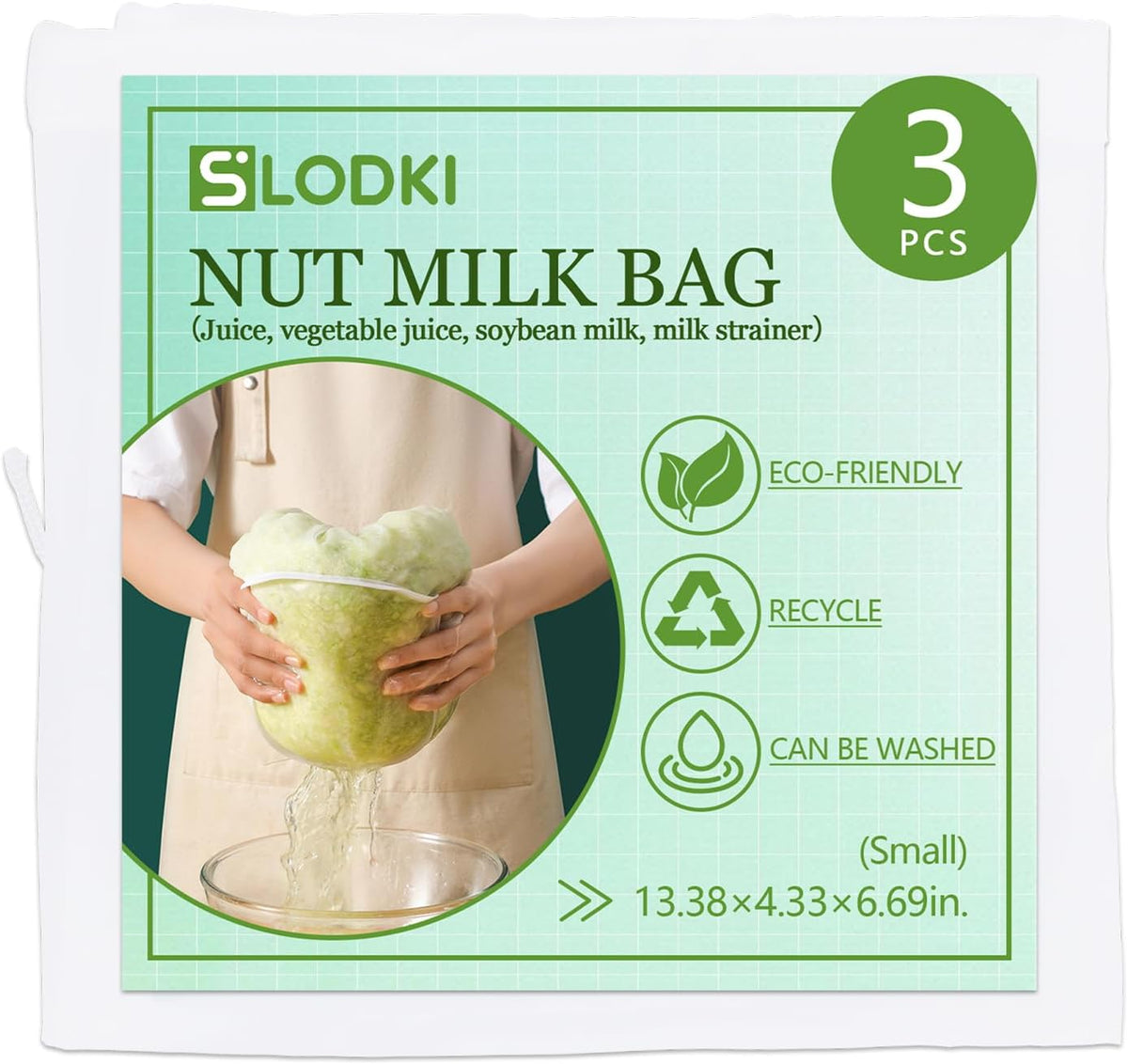 Cheese Cloth Bag For Straining, Nut Milk Bag - Reusable Straining Bags For Nut Milk, Soy Milk, Dumpling Fillings, And More (3, S) (3, L)