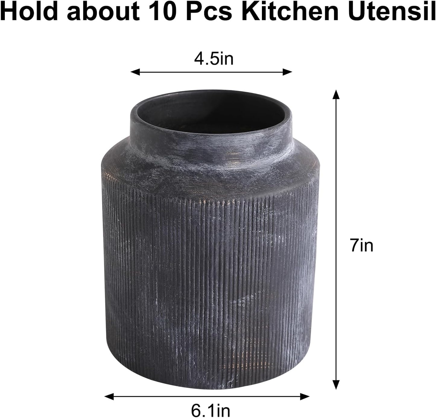 Farmhouse Ceramic Farmhouse Kitchen Utensil Holder for Countertop, Rustic Cooking Utensil Holder Crock Fit for Kitchen Counter. 6.1 x 6.1 x 7 IN
