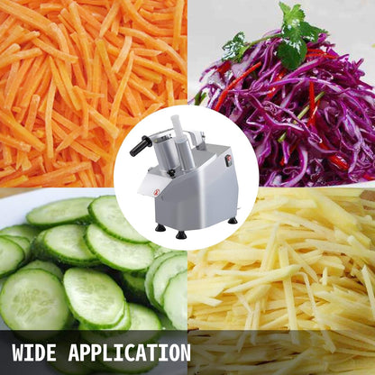 110V Commercial Food Processor 2 Feeding Holes, 550W Electric Vegetable Slicer 1600 RPM, Stainless Steel Vegetable Processor Detachable 6-blades, 3mm/4mm/7mm Shred, 2mm/4mm Slice