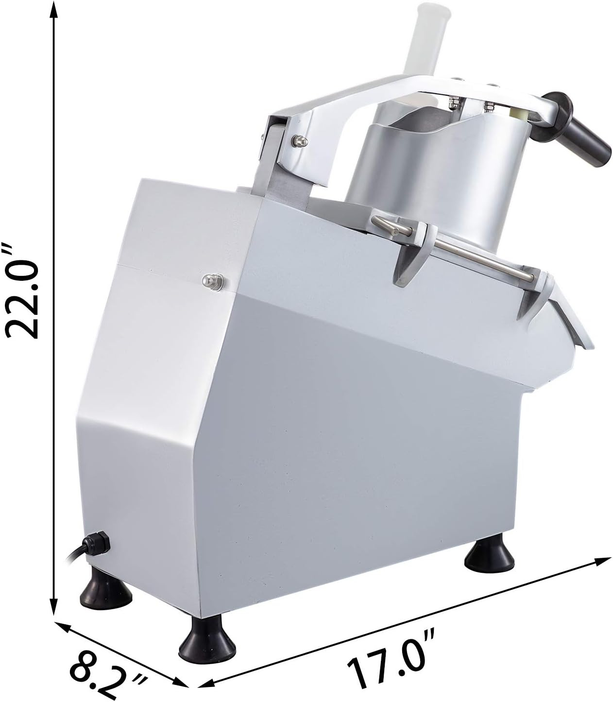 110V Commercial Food Processor 2 Feeding Holes, 550W Electric Vegetable Slicer 1600 RPM, Stainless Steel Vegetable Processor Detachable 6-blades, 3mm/4mm/7mm Shred, 2mm/4mm Slice