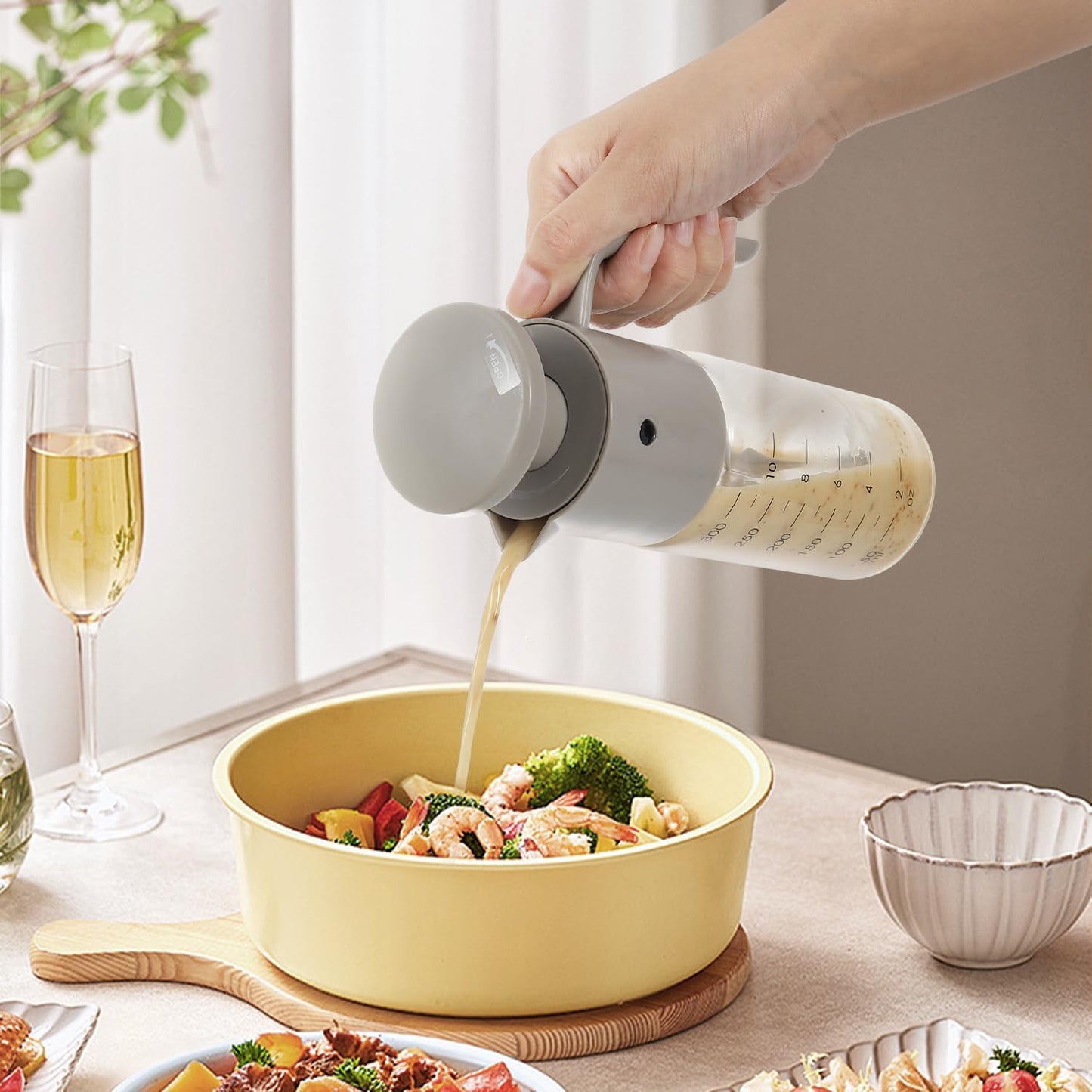 Salad Dressing Mixer Shaker 10oz | Salad Dressing Cruet Gray Color Glass Bottle