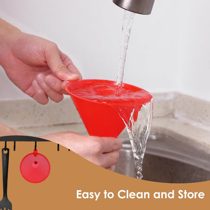 4 PCS Plastic Kitchen Funnel Set with Clean Brush, Food Grade Funnel for Kitchen Use Filling Bottles, Liquid, Protein Powder, Multifunctional Funnels for Cooking, Lab and Automotive Use