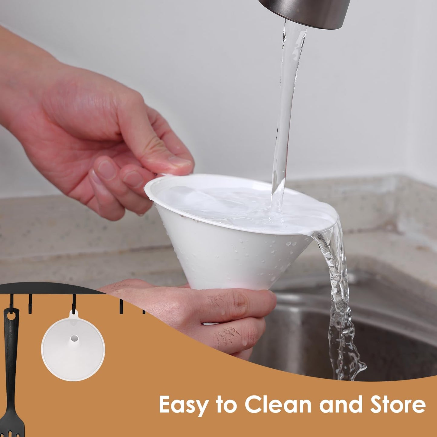 4 PCS Plastic Kitchen Funnel Set with Clean Brush, Food Grade Funnel for Kitchen Use Filling Bottles, Liquid, Protein Powder, Multifunctional Funnels for Cooking, Lab and Automotive Use