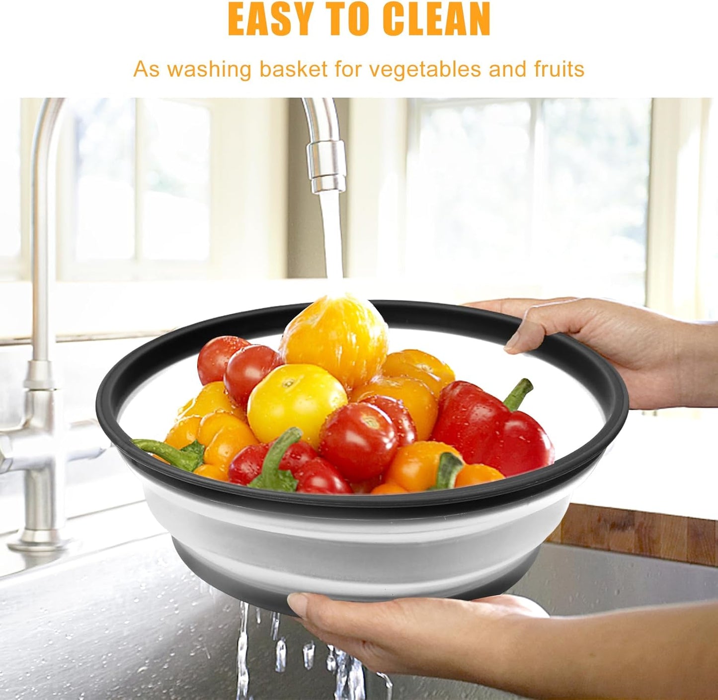 Microwave Splatter Cover Vented for Food,Collapsible Splatter Guard & Colander Kitchen Gadget for Fruit Vegetables,Microwave Lid with Handle Tray,Dishwasher-Safe BPA-Free Silicone & Plastic