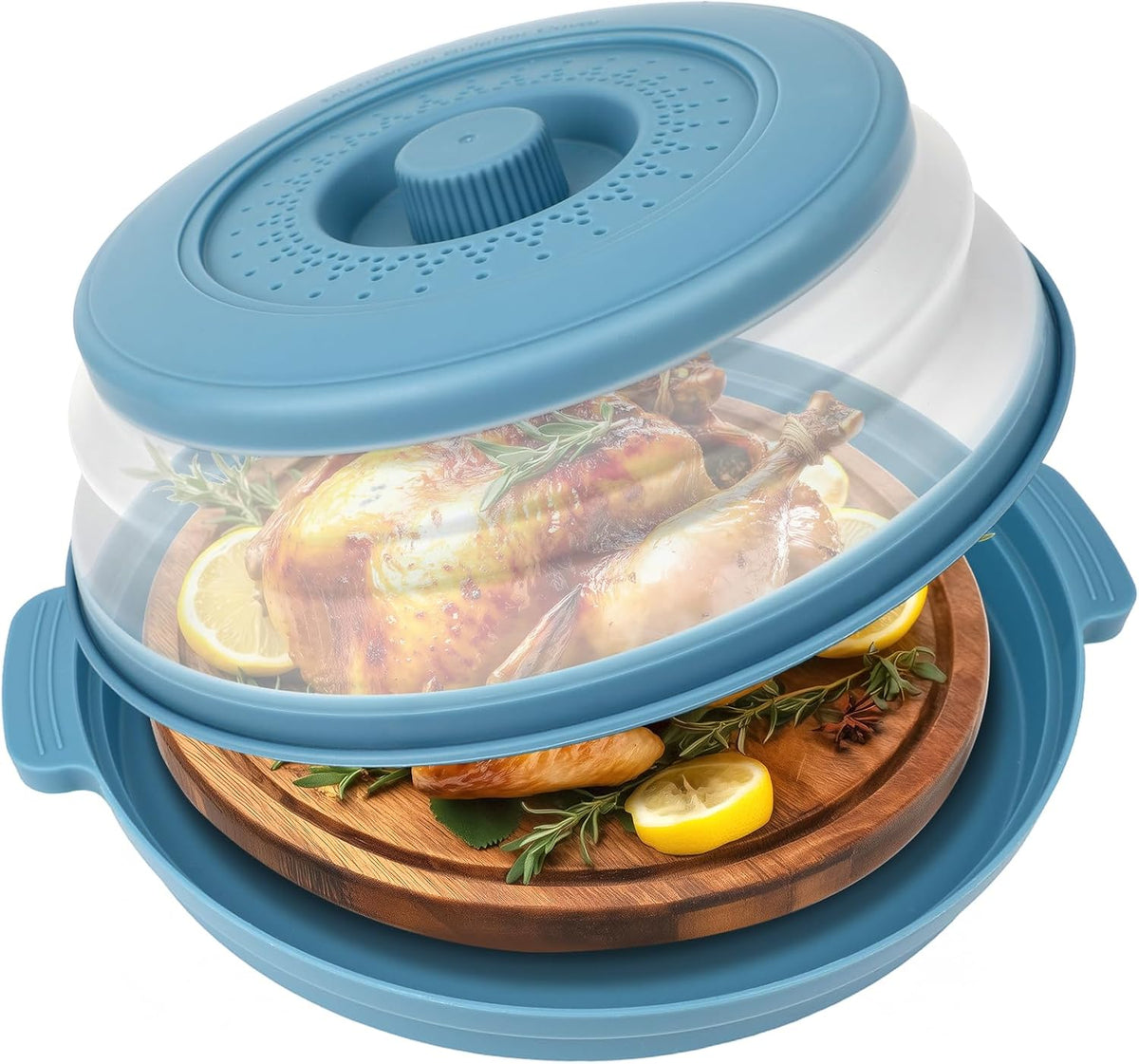 Microwave Splatter Cover Vented for Food,Collapsible Splatter Guard & Colander Kitchen Gadget for Fruit Vegetables,Microwave Lid with Handle Tray,Dishwasher-Safe BPA-Free Silicone & Plastic