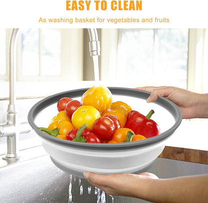 Microwave Splatter Cover Vented for Food,Collapsible Splatter Guard & Colander Kitchen Gadget for Fruit Vegetables,Microwave Lid with Handle Tray,Dishwasher-Safe BPA-Free Silicone & Plastic