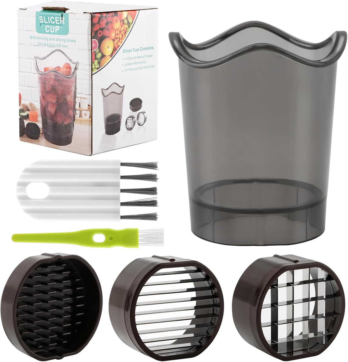 Fruit Slicer Cup, 2-in-1 Strawberry Slicer and Dicer with Lid