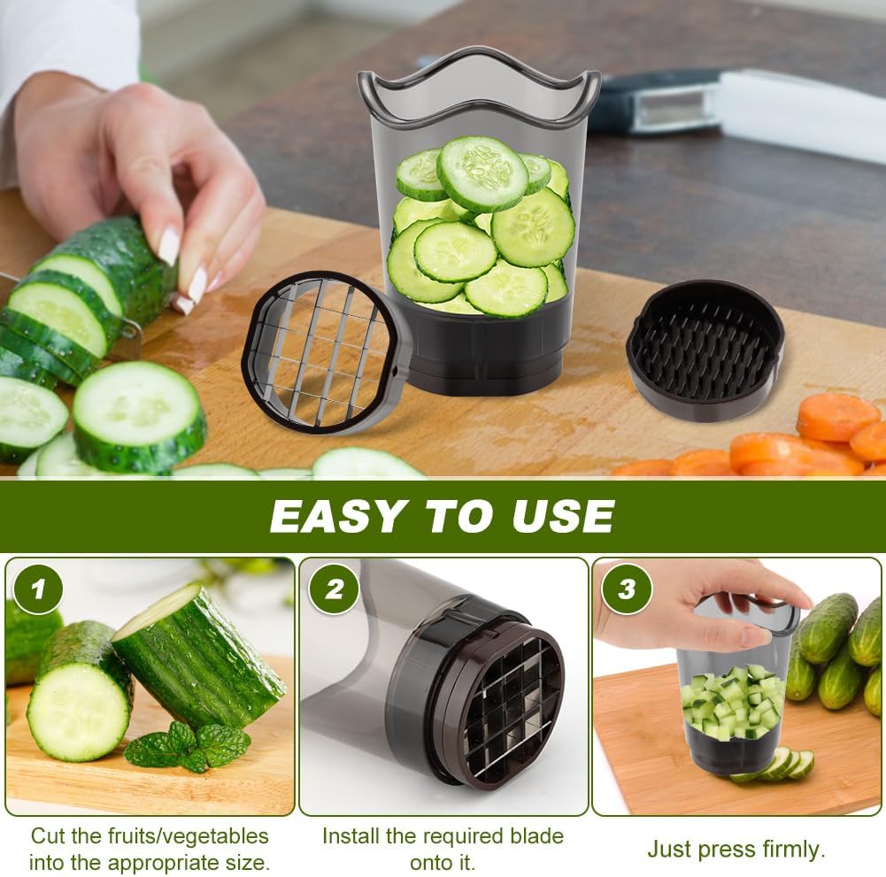 Fruit Slicer Cup, 2-in-1 Strawberry Slicer and Dicer with Lid