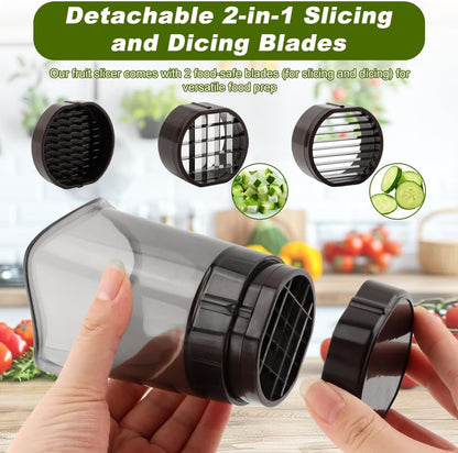 Fruit Slicer Cup, 2-in-1 Strawberry Slicer and Dicer with Lid