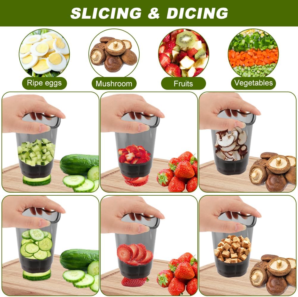 Fruit Slicer Cup, 2-in-1 Strawberry Slicer and Dicer with Lid