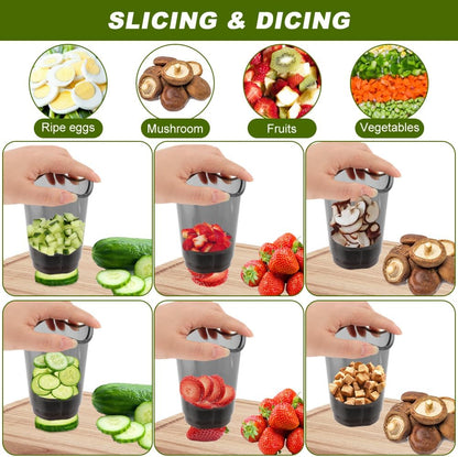 Fruit Slicer Cup, 2-in-1 Strawberry Slicer and Dicer with Lid