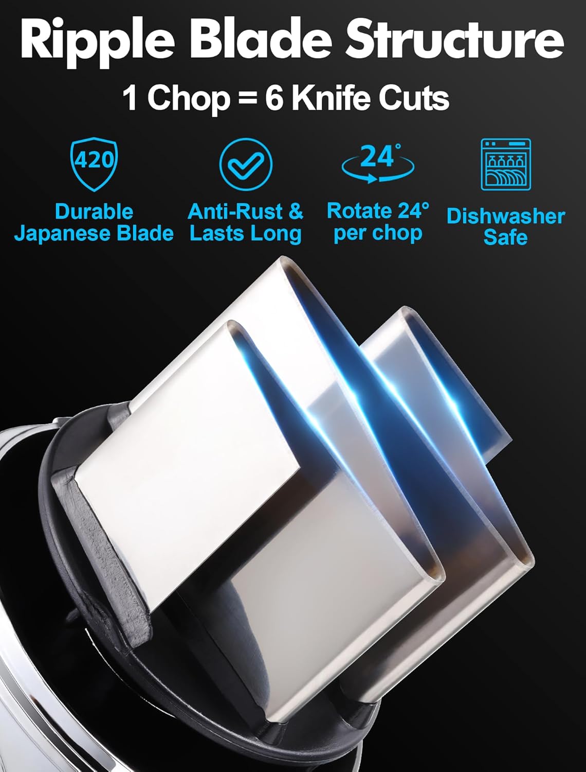 Food Chopper, Manual Slap Vegetable Chopper Onion Dicer, Garlic Mincer | Hand Chopper for Onion Nut Pepper Celery Tomato, Easy & Safe Chopping, No BPA, Durable Stainless Steel Blade, Dishwasher Safe