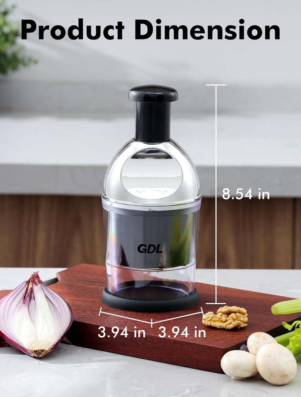 Food Chopper, Manual Slap Vegetable Chopper Onion Dicer, Garlic Mincer | Hand Chopper for Onion Nut Pepper Celery Tomato, Easy & Safe Chopping, No BPA, Durable Stainless Steel Blade, Dishwasher Safe