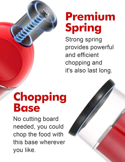 Food Chopper, Manual Slap Vegetable Chopper Onion Dicer, Garlic Mincer | Hand Chopper for Onion Nut Pepper Celery Tomato, Easy & Safe Chopping, No BPA, Durable Stainless Steel Blade, Dishwasher Safe