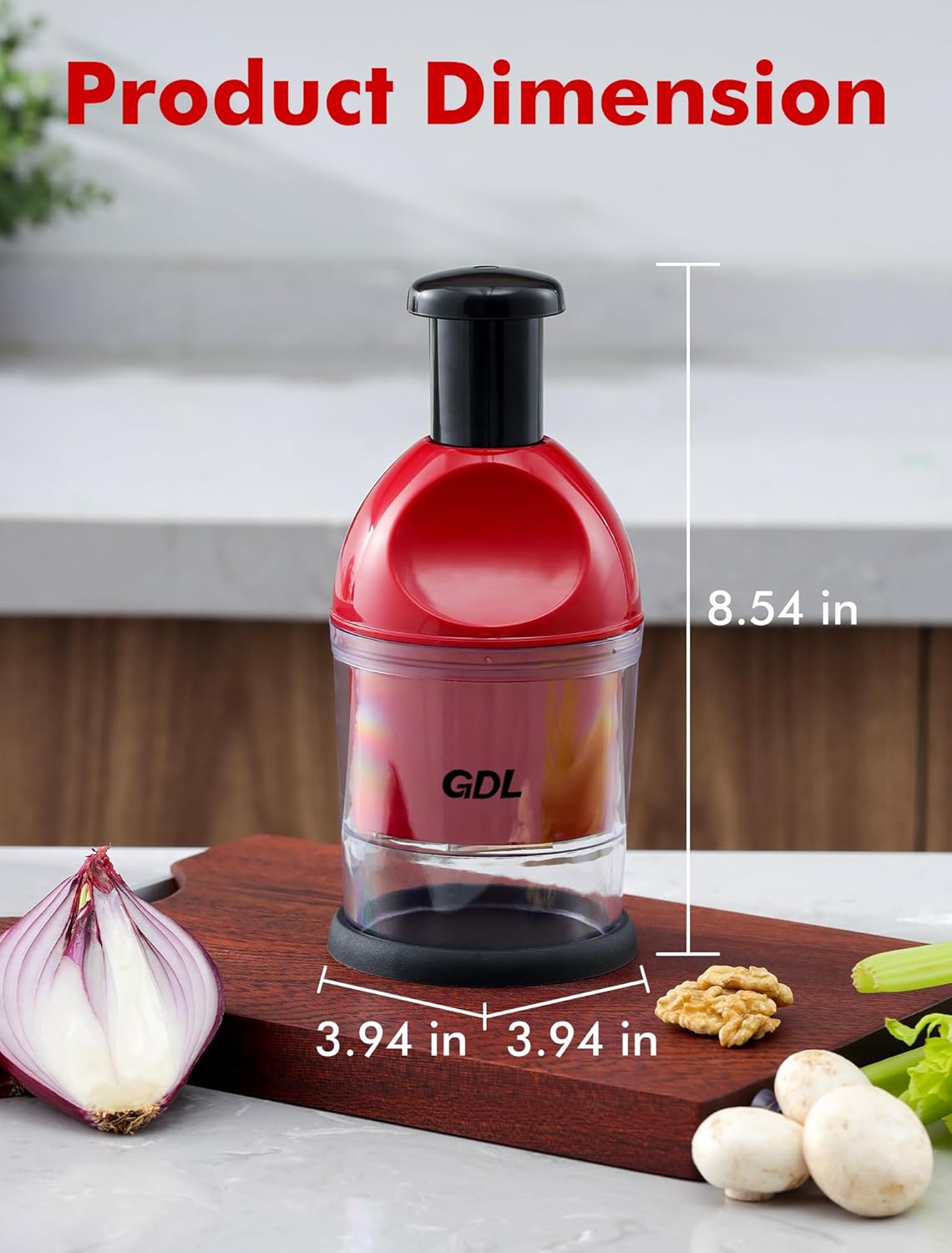 Food Chopper, Manual Slap Vegetable Chopper Onion Dicer, Garlic Mincer | Hand Chopper for Onion Nut Pepper Celery Tomato, Easy & Safe Chopping, No BPA, Durable Stainless Steel Blade, Dishwasher Safe