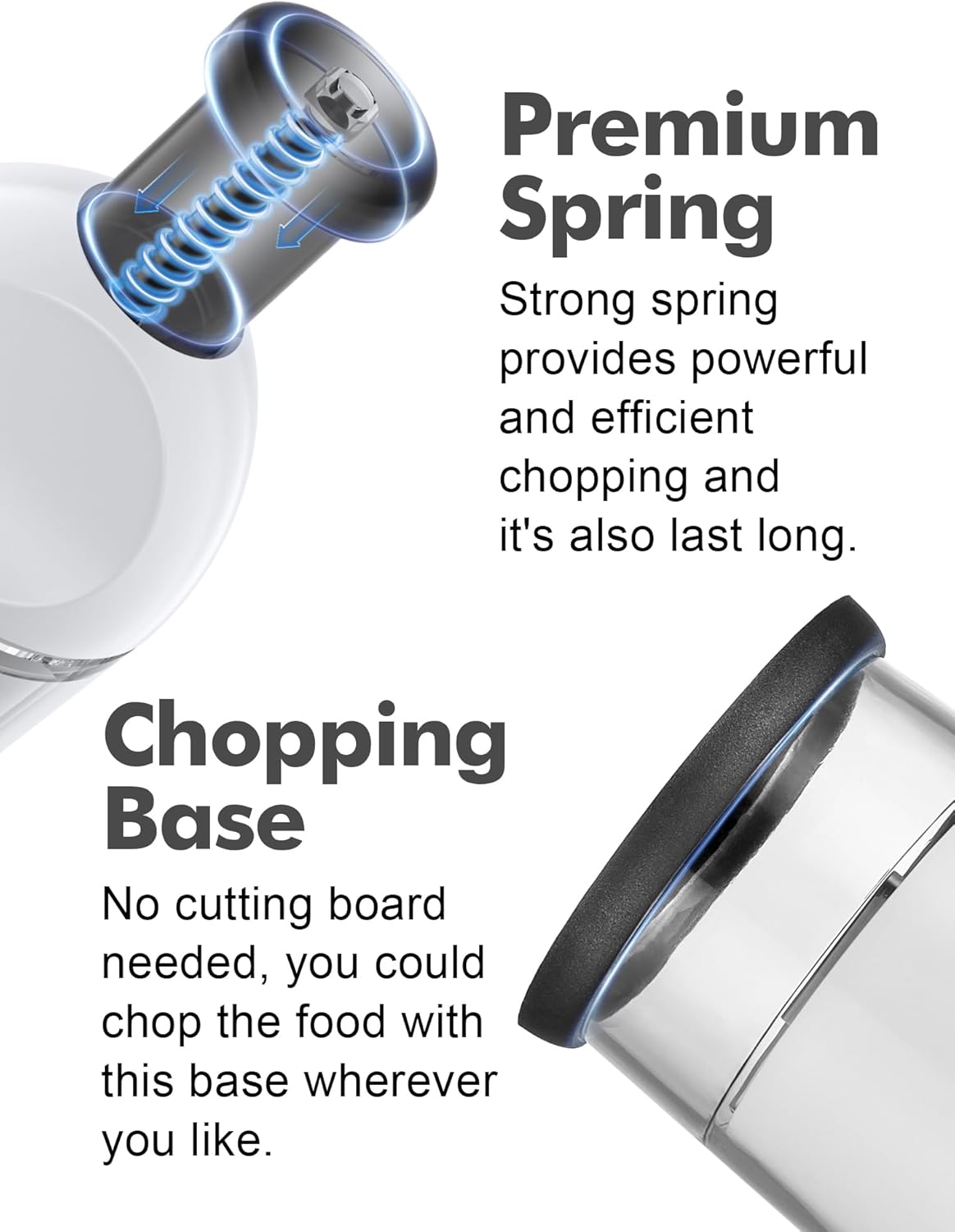 Food Chopper, Manual Slap Vegetable Chopper Onion Dicer, Garlic Mincer | Hand Chopper for Onion Nut Pepper Celery Tomato, Easy & Safe Chopping, No BPA, Durable Stainless Steel Blade, Dishwasher Safe