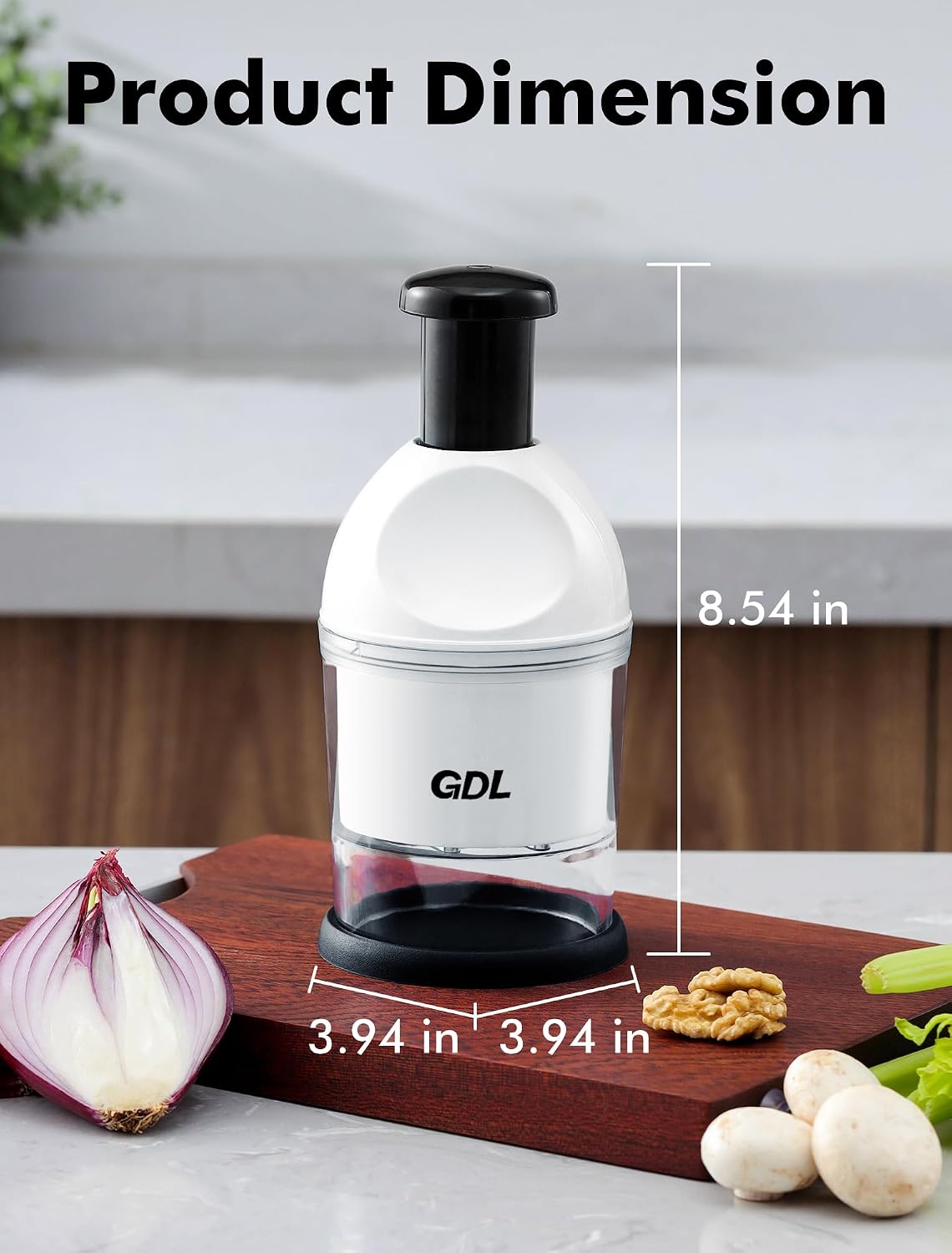 Food Chopper, Manual Slap Vegetable Chopper Onion Dicer, Garlic Mincer | Hand Chopper for Onion Nut Pepper Celery Tomato, Easy & Safe Chopping, No BPA, Durable Stainless Steel Blade, Dishwasher Safe
