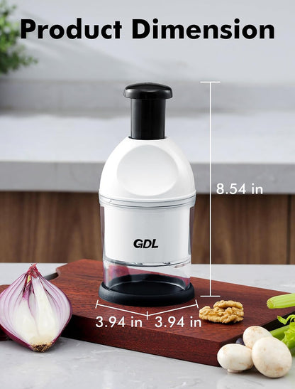 Food Chopper, Manual Slap Vegetable Chopper Onion Dicer, Garlic Mincer | Hand Chopper for Onion Nut Pepper Celery Tomato, Easy & Safe Chopping, No BPA, Durable Stainless Steel Blade, Dishwasher Safe