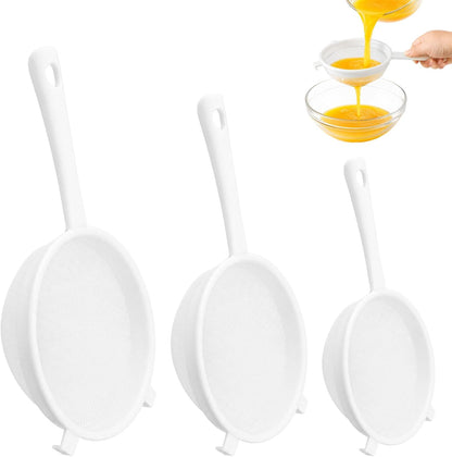 /Set Fine Mesh Strainer Set, Kitchen Plastic Flour Colander Set, Solid-Liquid Separator Gadget with Non Slip Handles, for Yogurt Baking Kitchen Kefir Tea Juice Pasta(size:/set)