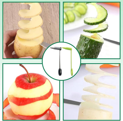 Spiralizer, 3PCS Spiral Cutter Set for Vegetables & Fruits, Stainless Steel & Plastic Potato Cutter, Manual Spiral Potato Cutters for Carrots, Cucumbers, Sweet Potatoes, Kitchen Gadgets