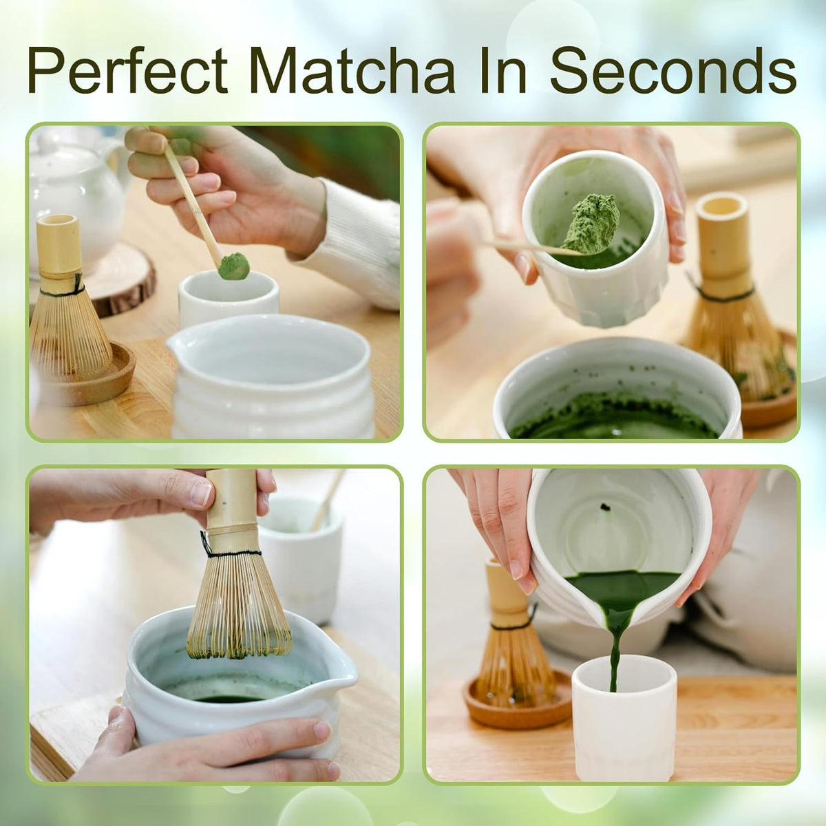 Matcha Whisk Set,Matcha Whisk,Matcha Set,Bamboo Whisk,Matcha Kit,Chasen Matcha Stirrer,Made from 100% Natural Bamboo,Durable and perfect for making matcha tea