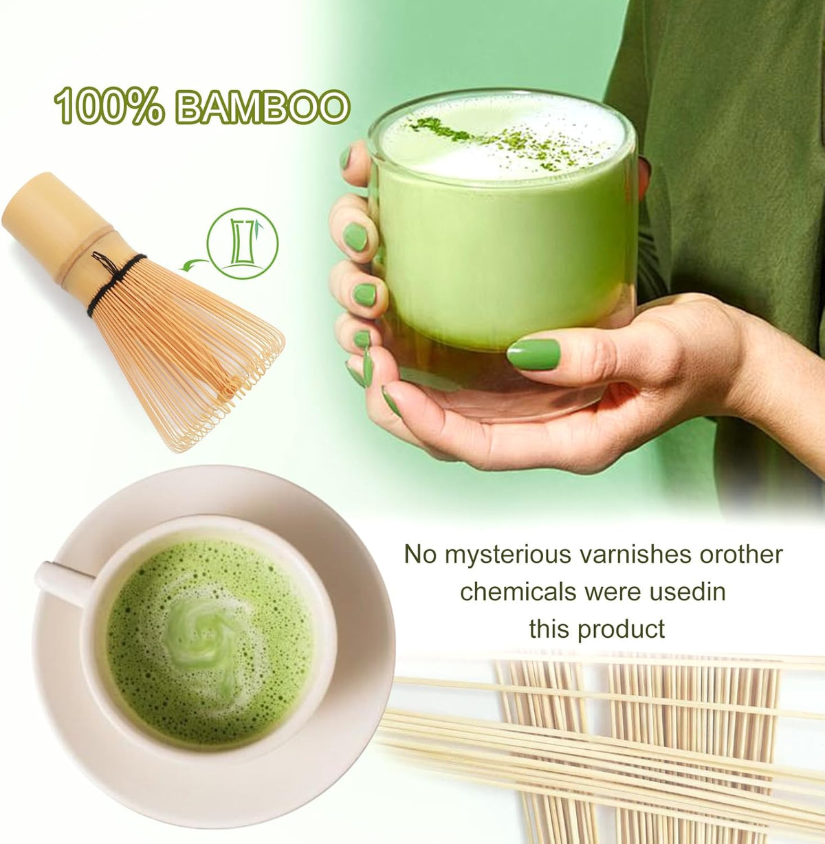 Matcha Whisk Set,Matcha Whisk,Matcha Set,Bamboo Whisk,Matcha Kit,Chasen Matcha Stirrer,Made from 100% Natural Bamboo,Durable and perfect for making matcha tea