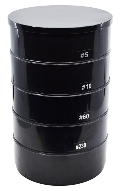EISCO 6 Piece Stackable Assorted Mesh Sieve Set, 7 Inch - Plastic - Includes #5, 10, 60, and #230 Plus Bottom Pan and Cover
