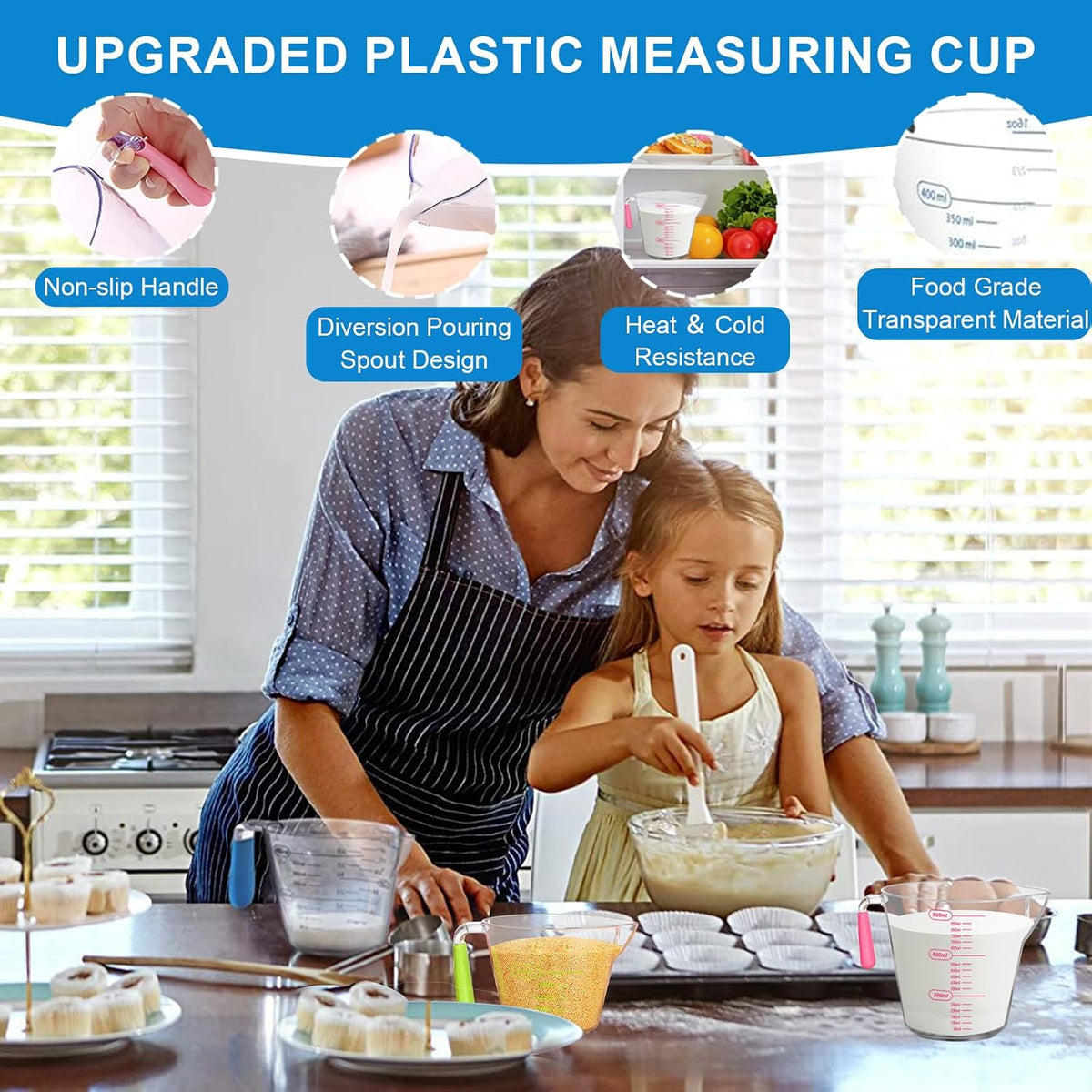 Measuring Cups and Spoons Set, 11 Stainless Steel Nesting Measuring Spoons and Cups with 3 Plastic Measuring Cup, 3 Funnel, 3 Brush, 1 Ruler, Measuring Cup Set for Kitchen Baking Liquid Dry