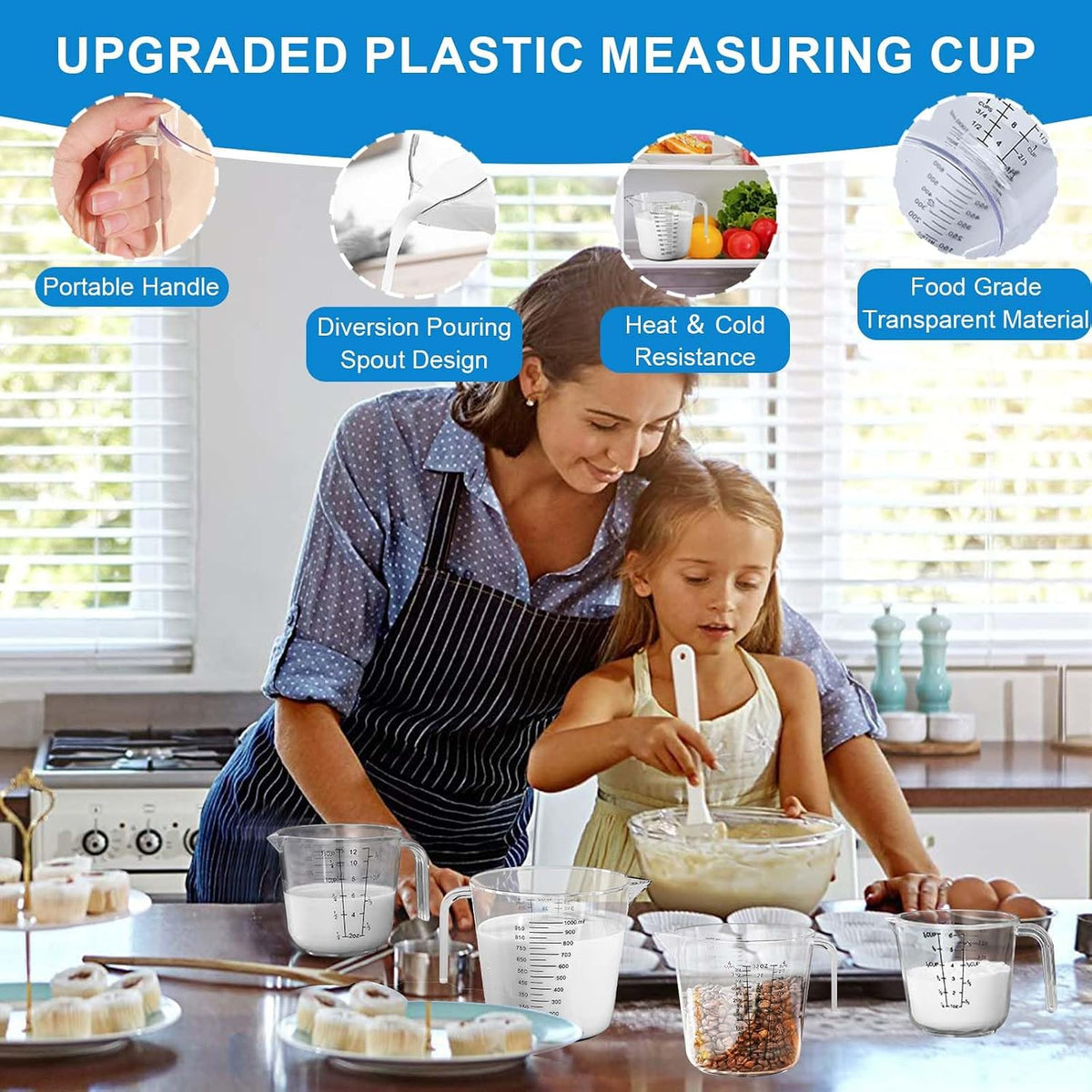 Measuring Cups and Spoons Set, 11 Stainless Steel Nesting Measuring Spoons and Cups with 3 Plastic Measuring Cup, 3 Funnel, 3 Brush, 1 Ruler, Measuring Cup Set for Kitchen Baking Liquid Dry