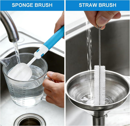 Measuring Cups and Spoons Set, 11 Stainless Steel Nesting Measuring Spoons and Cups with 3 Plastic Measuring Cup, 3 Funnel, 3 Brush, 1 Ruler, Measuring Cup Set for Kitchen Baking Liquid Dry