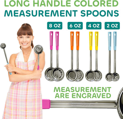 Portion Control Serving Spoons, 8 Piece Set Stainless Steel Measuring Cups