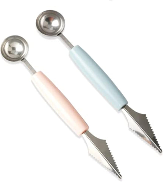 2 Pcs Stainless Steel Melon Baller Scoop,Fruit Decoration Carving Knife for DIY Cutting and Scooping Watermelon,Cantaloupe,Ice Cream