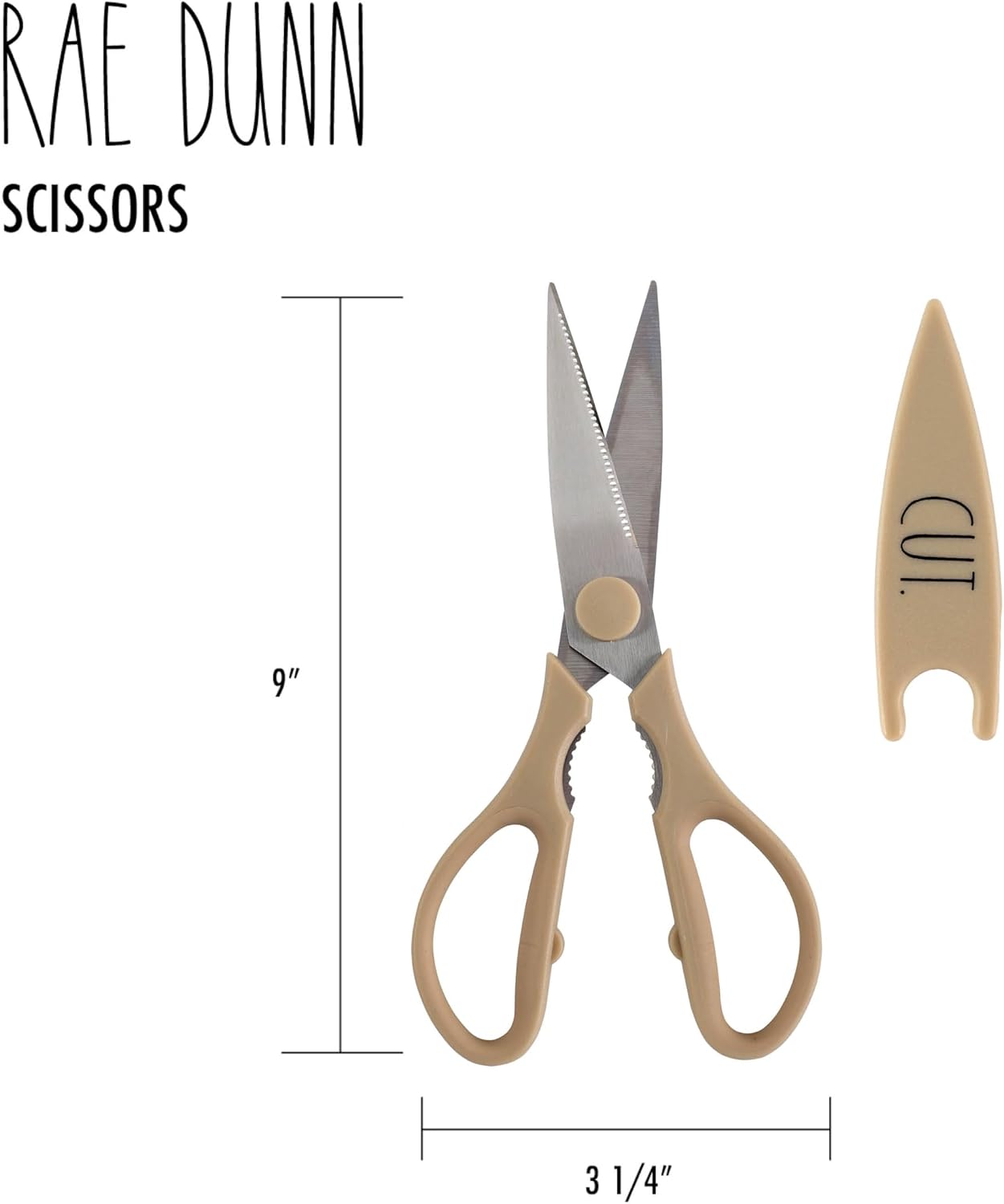 Kitchen Scissors- Stainless Steel Kitchen Shears, Cooking Scissors for Cutting Meat, Chicken, Herbs and Produce with Blade Cover and Soft Grip Handles (Brown)