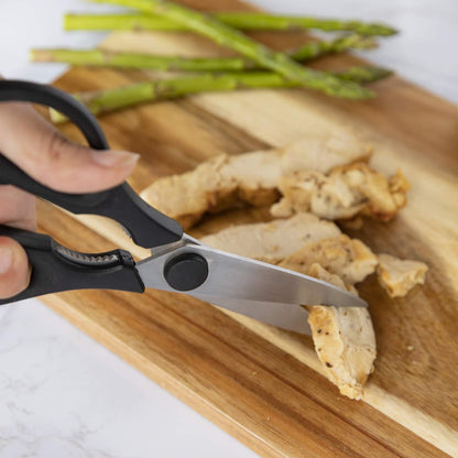 Kitchen Scissors- Stainless Steel Kitchen Shears, Cooking Scissors for Cutting Meat, Chicken, Herbs and Produce with Blade Cover and Soft Grip Handles (Brown)