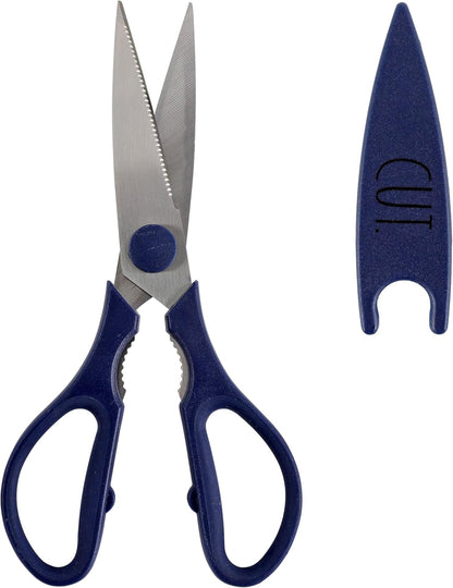 Kitchen Scissors- Stainless Steel Kitchen Shears, Cooking Scissors for Cutting Meat, Chicken, Herbs and Produce with Blade Cover and Soft Grip Handles (Brown)