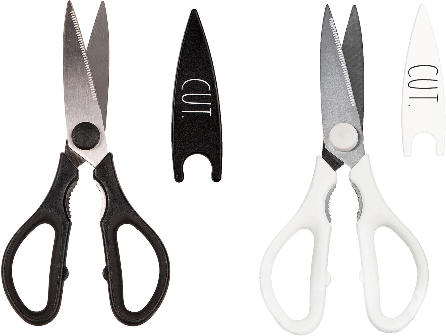 Kitchen Scissors- Stainless Steel Kitchen Shears, Cooking Scissors for Cutting Meat, Chicken, Herbs and Produce with Blade Cover and Soft Grip Handles (Brown)