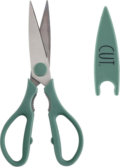 Kitchen Scissors- Stainless Steel Kitchen Shears, Cooking Scissors for Cutting Meat, Chicken, Herbs and Produce with Blade Cover and Soft Grip Handles (Brown)
