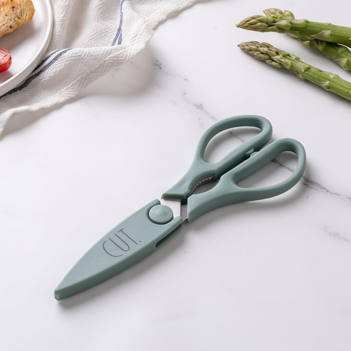 Kitchen Scissors- Stainless Steel Kitchen Shears, Cooking Scissors for Cutting Meat, Chicken, Herbs and Produce with Blade Cover and Soft Grip Handles (Brown)